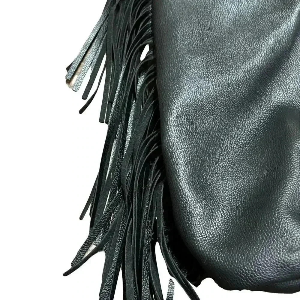 🌟 Victoria's Secret Black Fringe Drawstring Backpack Women's Fashion Accessory 🌟 - Picture 5 of 9